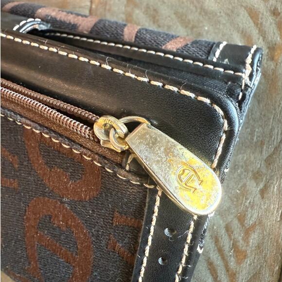 Etienne Aigner Brown and Black Monogram Logo Wallet Zipper and Flap - Picture 7 of 8